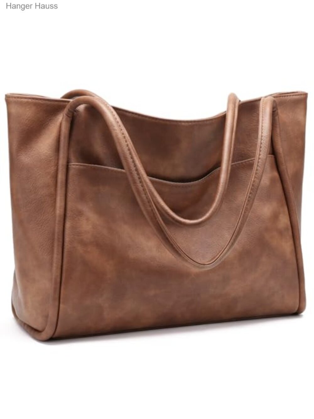 Vegan Leather Tote Bag for Women, Large Capacity, Fits 14" Laptop, Zipper